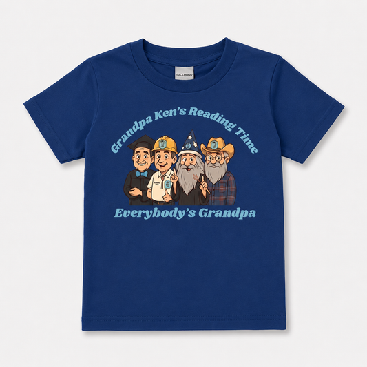 Grandpa Ken's Official Reading Time T-Shirt Adult and Kiddo Sizes