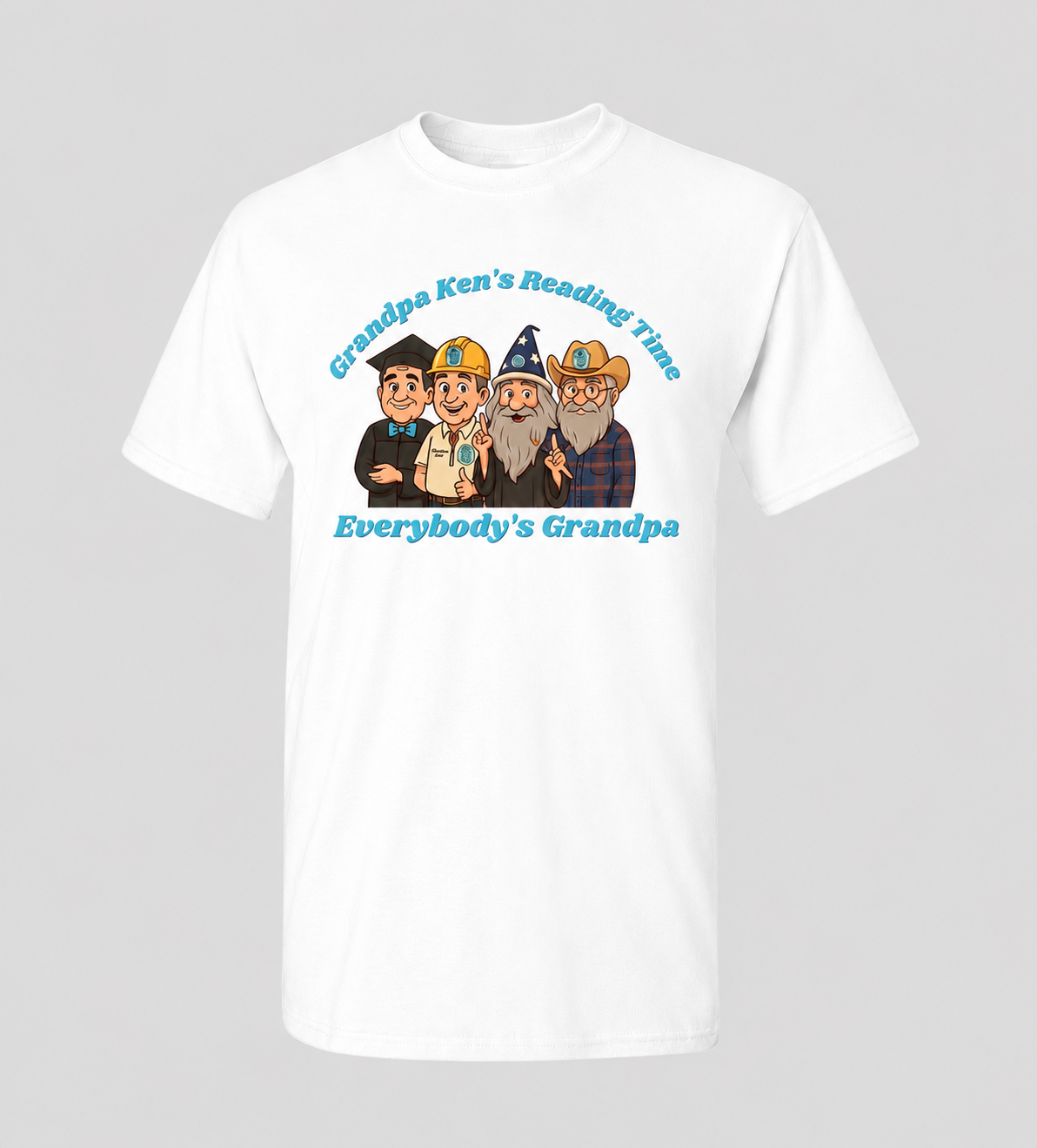 Grandpa Ken's Official Reading Time T-Shirt Adult and Kiddo Sizes