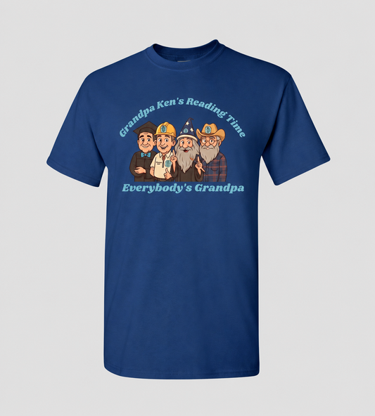 Grandpa Ken's Official Reading Time T-Shirt Adult and Kiddo Sizes