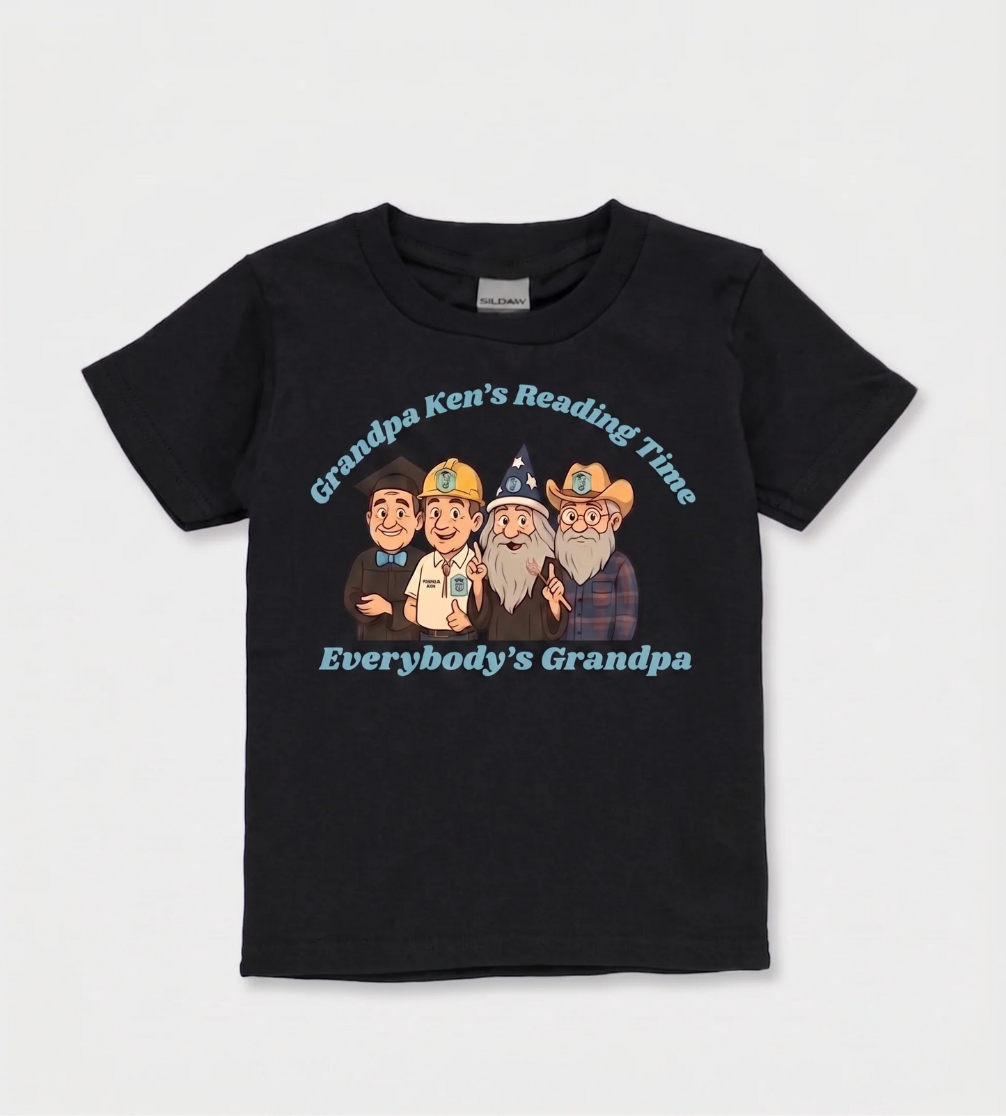 Grandpa Ken's Official Reading Time T-Shirt Adult and Kiddo Sizes