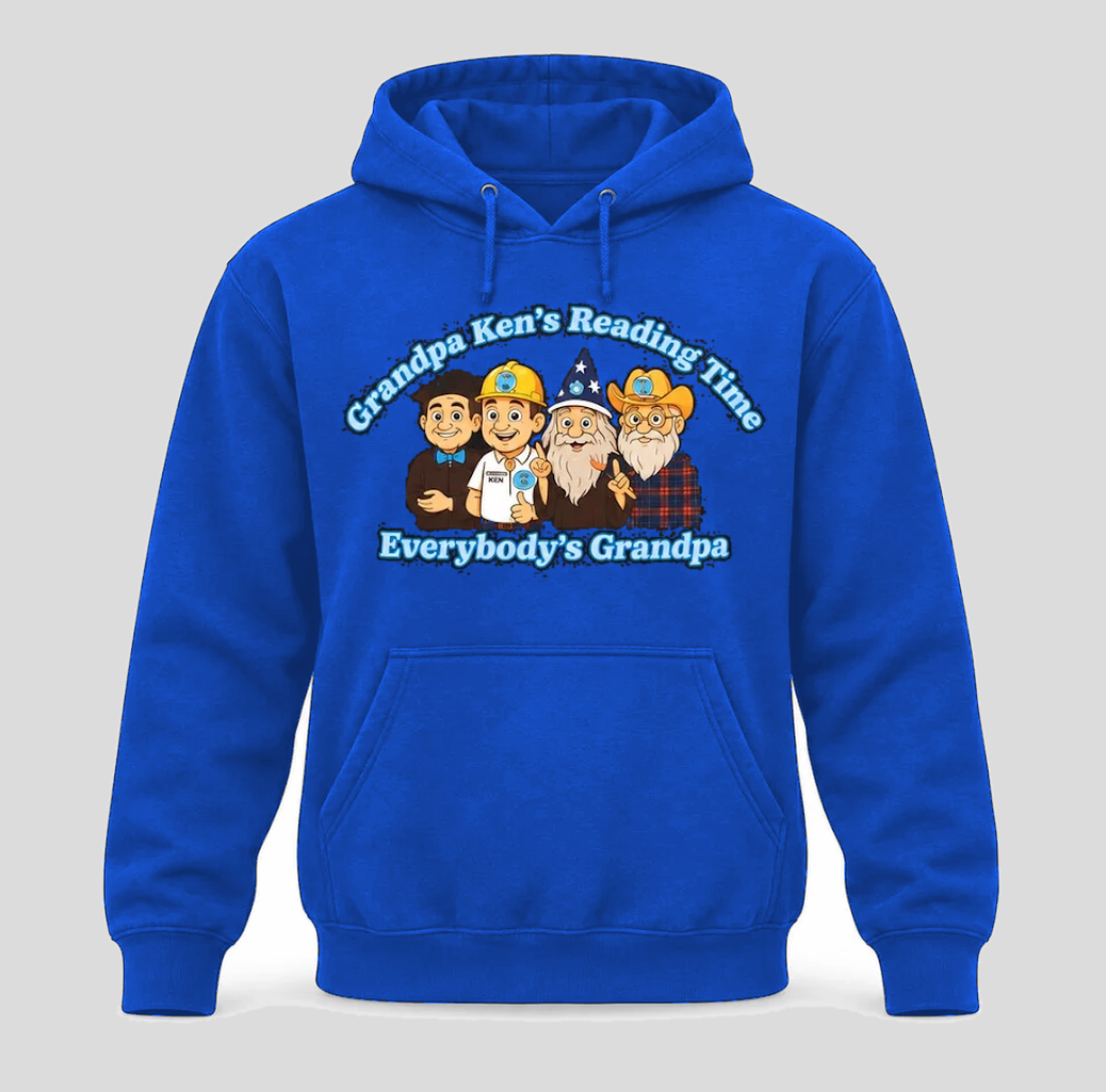 Grandpa Ken's Official Reading Time Hoodie Adult and Kiddo Sizes