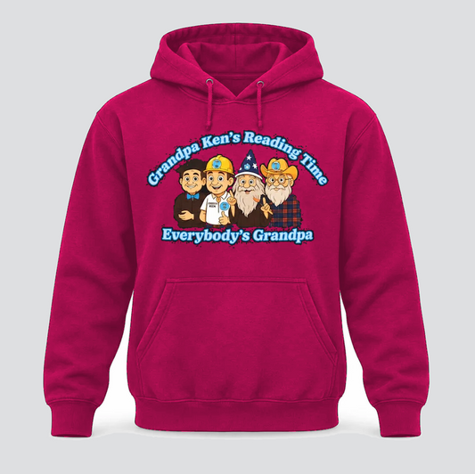 Grandpa Ken's Official Reading Time Hoodie Adult and Kiddo Sizes