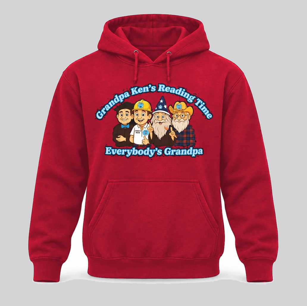 Grandpa Ken's Official Reading Time Hoodie Adult and Kiddo Sizes